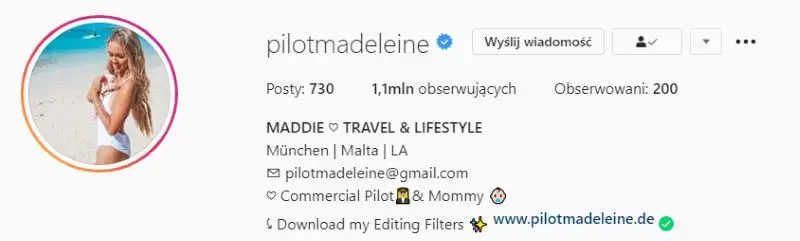 biogram na Instagramie